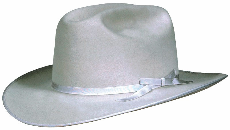 119 LBJ style silverbelly color hat with silver ribbon