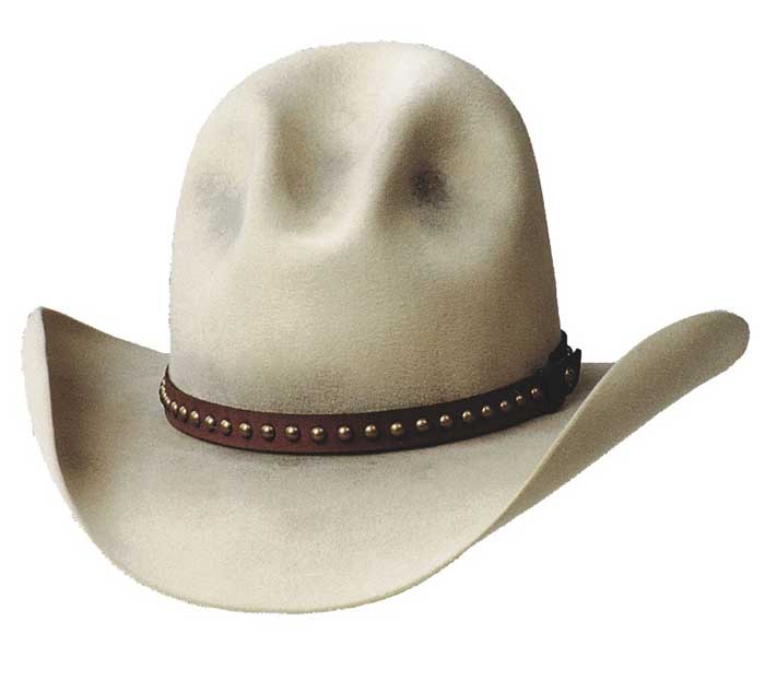 18 Derringer (Tom Horn) bone color hat with RA 122 single studded leather hatband