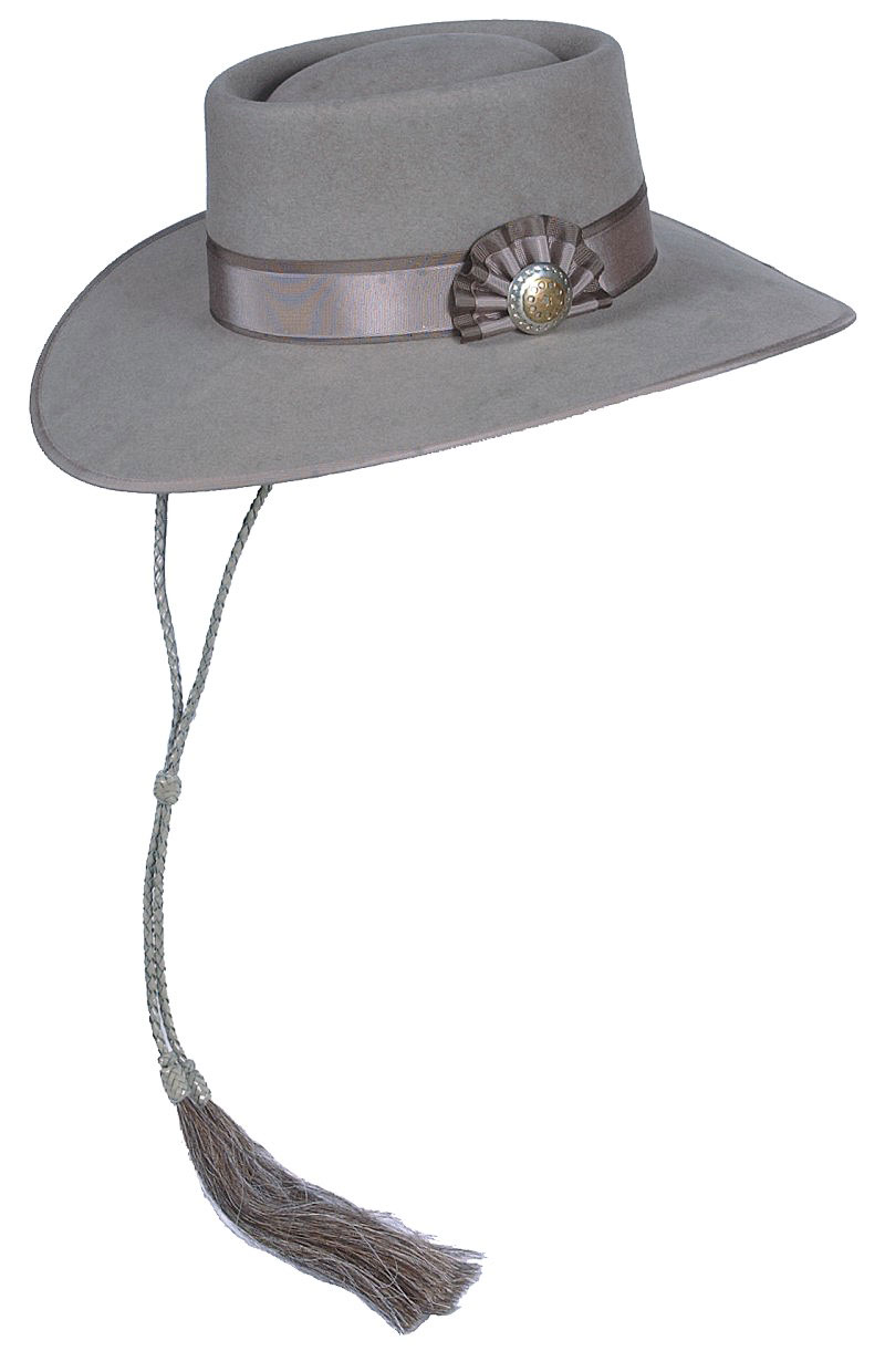 181 BANDERA natural beaver hat with Rosette bow (Briar/Ground Grey) side concho hatband