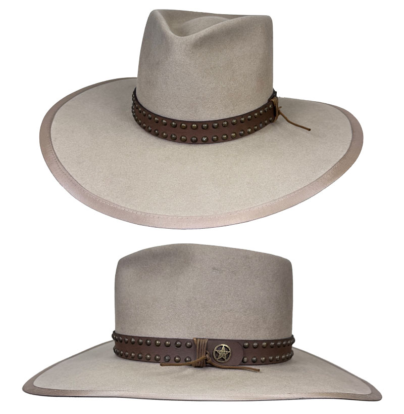 267 Drover Natural color hat with RA 125 Double Stud hatband