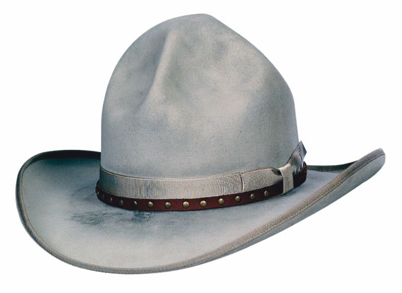 29 Montana Peak distressed, Silverbelly color hat with RA 141 brown leather w/ rivets hatband