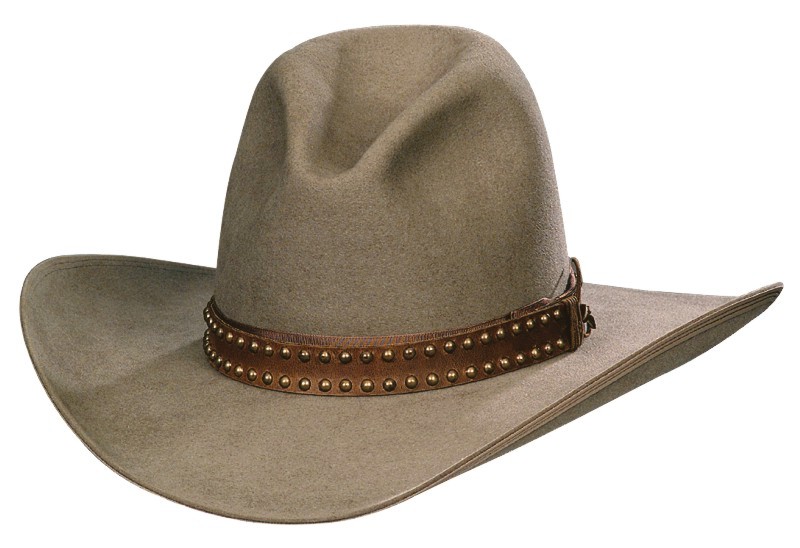 32 Curley Natural Beaver (Buckaroo size) hat with RA 125 double studded leather hatband