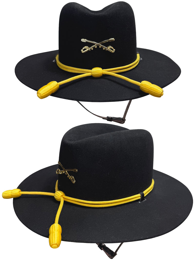 73 Cavalry style black hat with Cavalry knots hatband and crossed swords