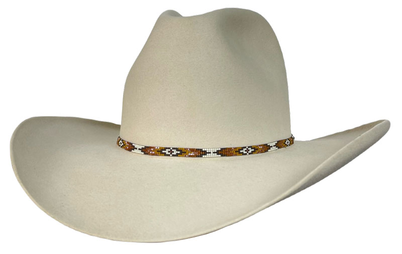 95 Windrider bone color hat with 1/4 inch brown/cream beaded hatband