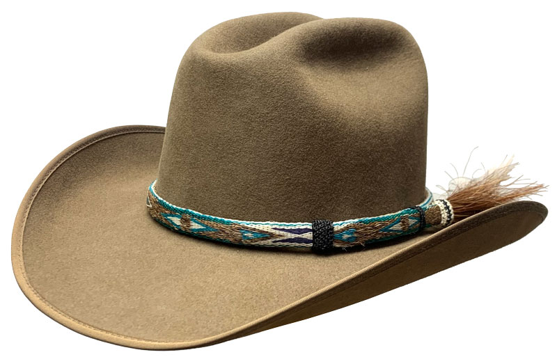 99 Ace pecan color hat with AA HHT-02T-6 brown w/turquoise hatband