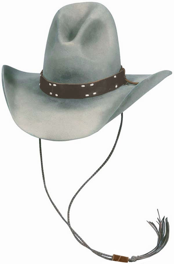 QDU Silverbelly (Buckaroo size) hat with 1 1/4 ” R/O brown, light buckstitch hatband